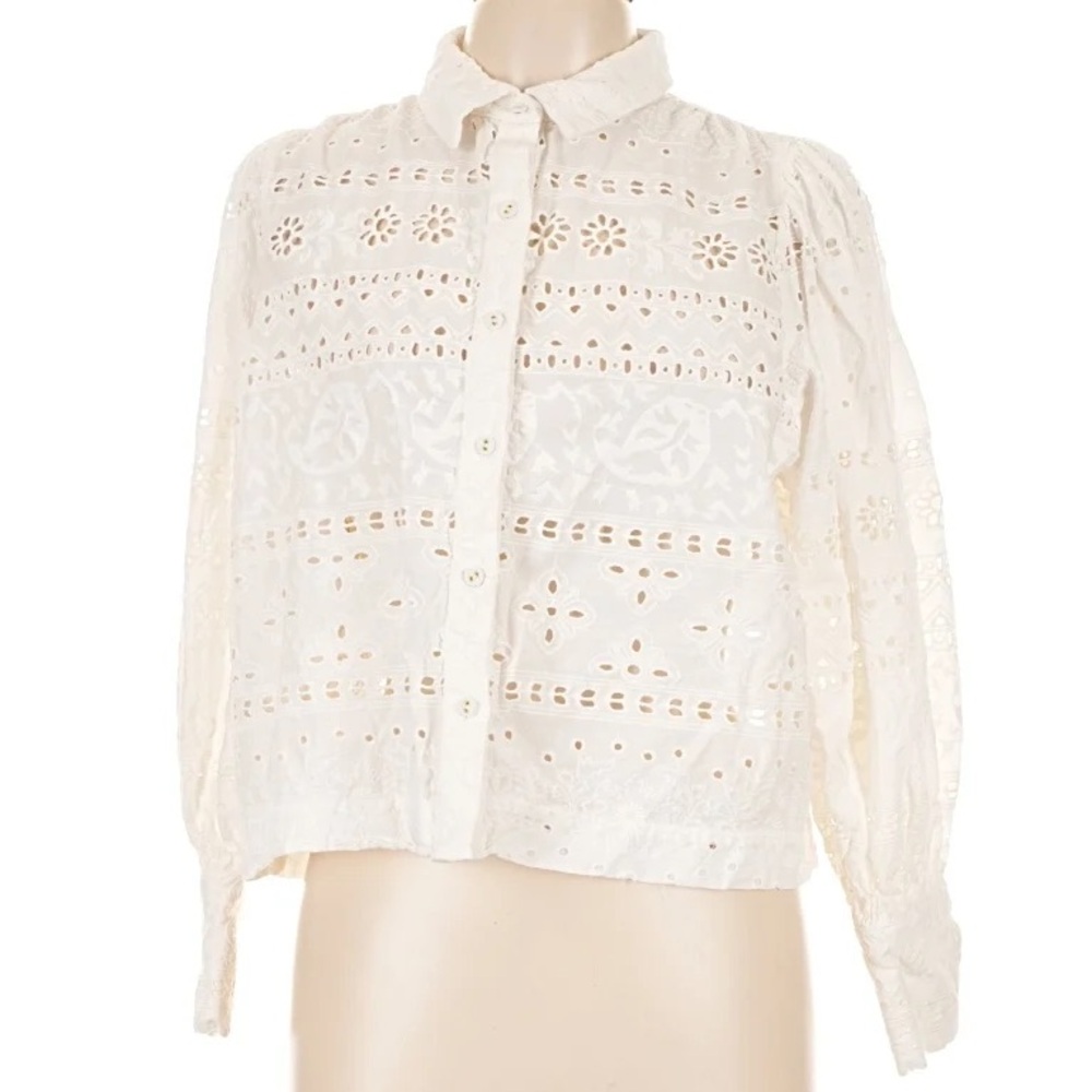 NWT House of Harlow 1960 Cream Eyelet Top